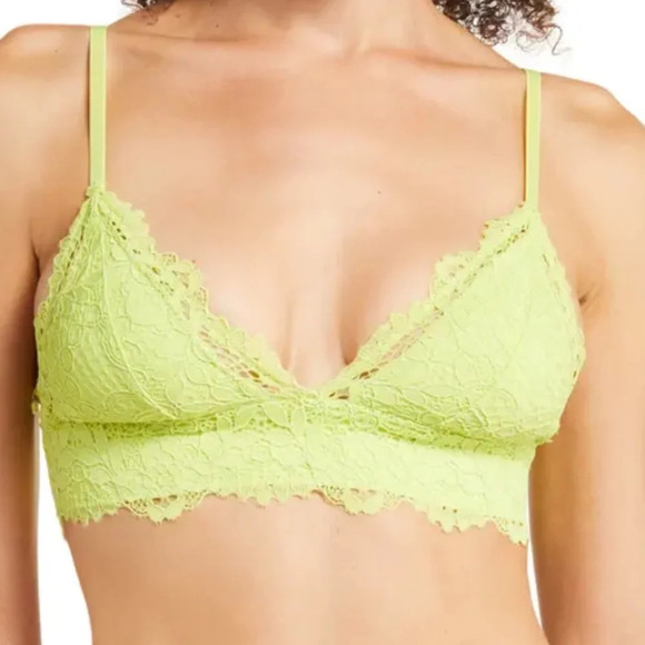 Etam Women's Green Lace Bralette 36B Wireless Adjustable Straps Celery Juice - Picture 1 of 10